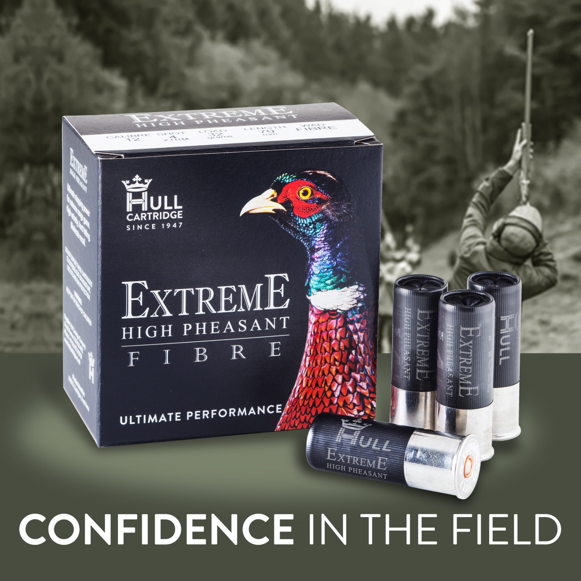Extreme high pheasant 12 fibre shotgun cartridges